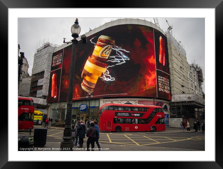 Piccadilly Circus  Framed Mounted Print by Benjamin Brewty