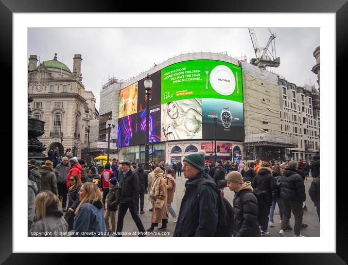 Piccadilly Crowd Framed Mounted Print by Benjamin Brewty