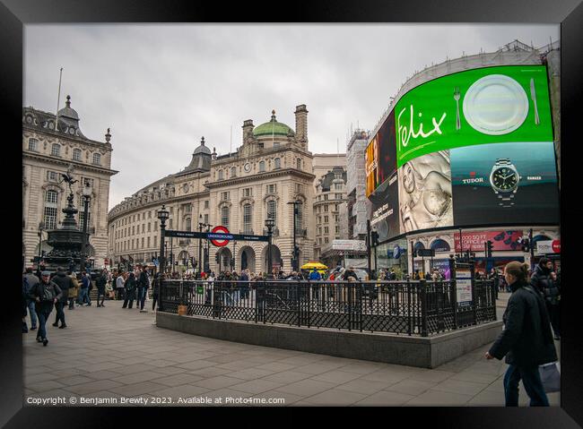 Piccadilly Circus Underground Station  Framed Print by Benjamin Brewty