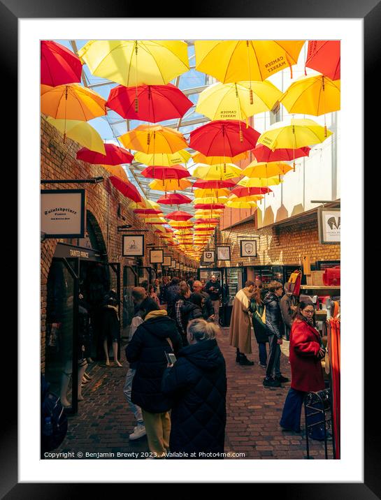 Camden Umbrella's  Framed Mounted Print by Benjamin Brewty