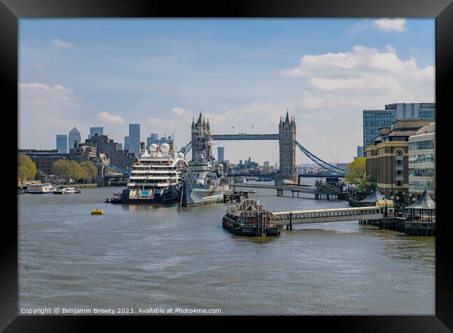 View From London Bridge  Framed Print by Benjamin Brewty