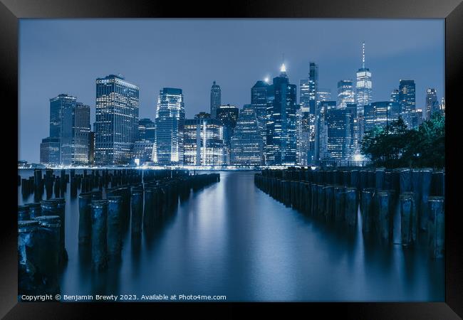 New York City Skyline ( Blue ) Framed Print by Benjamin Brewty