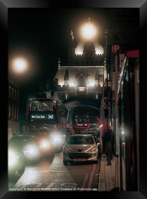 Tower Bridge Traffic Framed Print by Benjamin Brewty