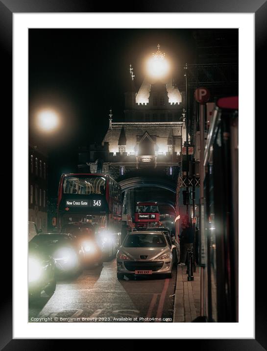 Tower Bridge Traffic Framed Mounted Print by Benjamin Brewty