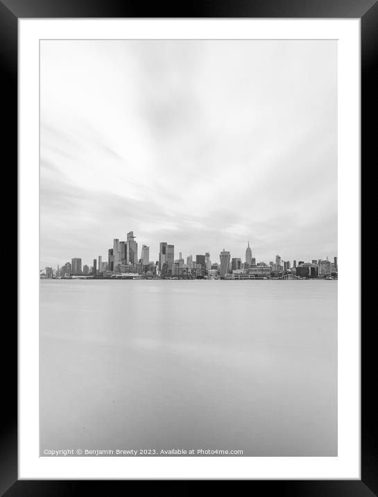 Manhattan Skyline Long Exposure  Framed Mounted Print by Benjamin Brewty