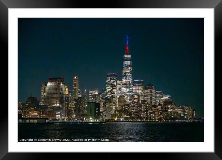 Lower Manhattan Skyline Framed Mounted Print by Benjamin Brewty