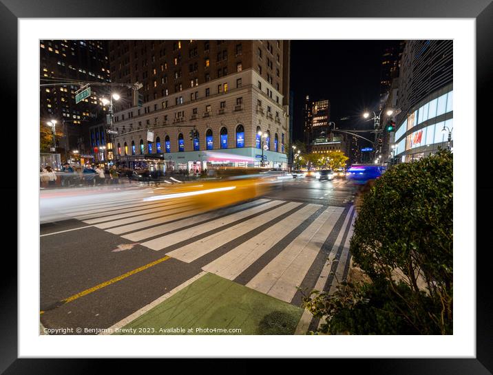 Yellow Taxi Long Exposure  Framed Mounted Print by Benjamin Brewty