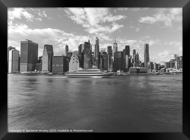 Brooklyn Bridge Park Greenway Black & White  Framed Print by Benjamin Brewty