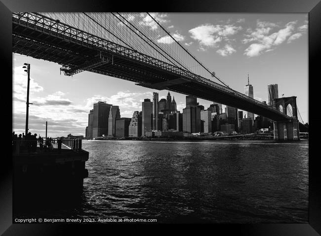 Black & White Manhattan Skyline Framed Print by Benjamin Brewty