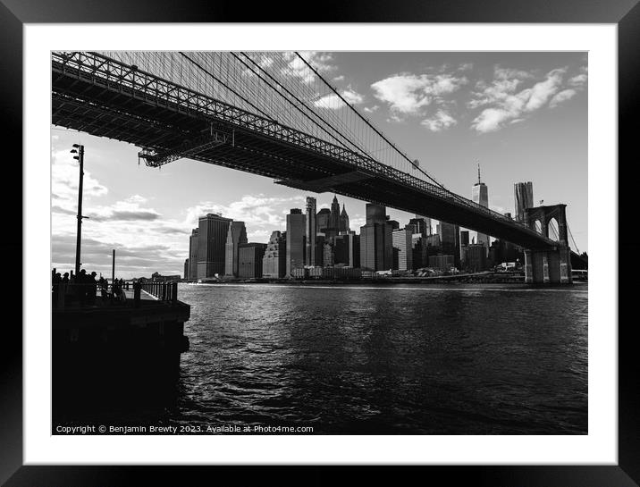 Black & White Manhattan Skyline Framed Mounted Print by Benjamin Brewty