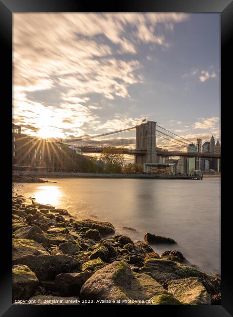 New York Sunset Framed Print by Benjamin Brewty