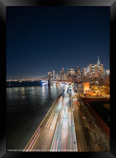 Manhattan Bridge Long Expo Framed Print by Benjamin Brewty