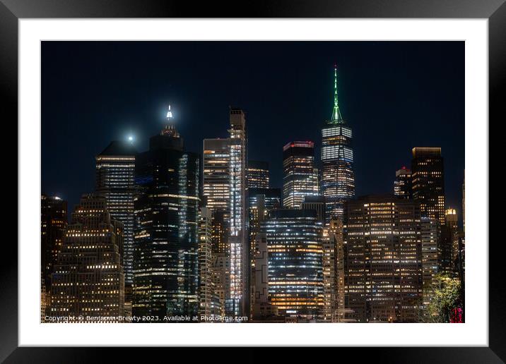 NYC Skyline Mist Filter Framed Mounted Print by Benjamin Brewty