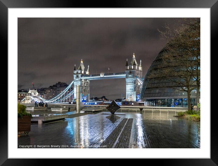 Tower Bridge At Night  Framed Mounted Print by Benjamin Brewty