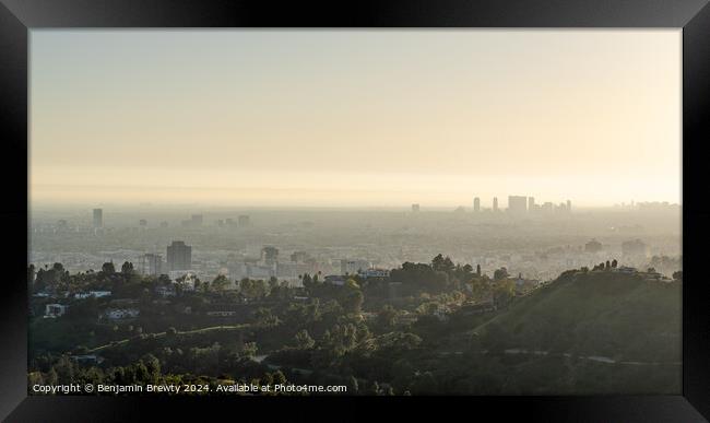 Los Angeles Skyline  Framed Print by Benjamin Brewty
