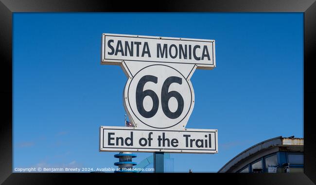 Santa Monica Trail Sign Framed Print by Benjamin Brewty