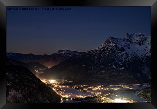 The town and the mountains at night Framed Print by Balázs Tóth