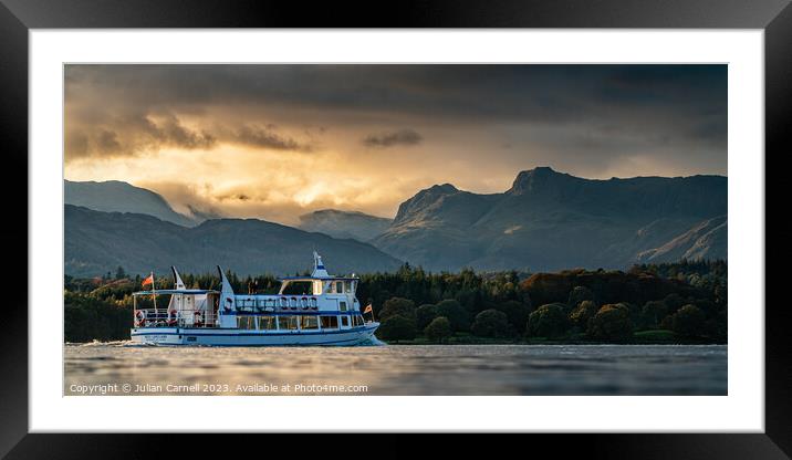 Windermere Lake Cruise Langdale Pikes with dramati Framed Mounted Print by Julian Carnell