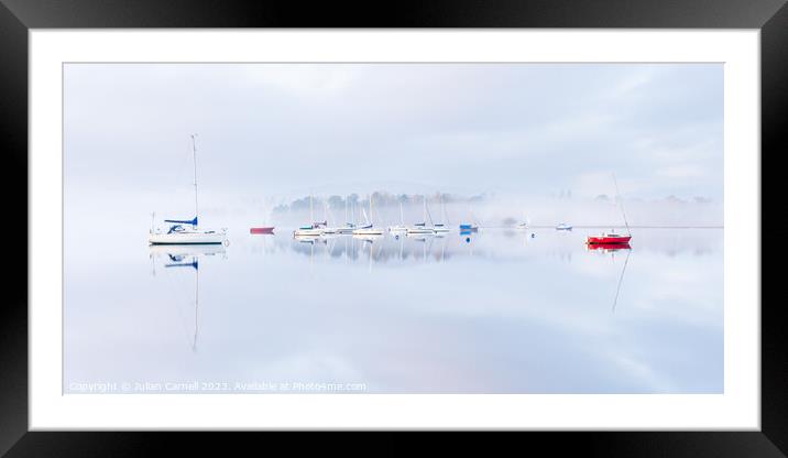 Windermere sailing boats in the mist Framed Mounted Print by Julian Carnell