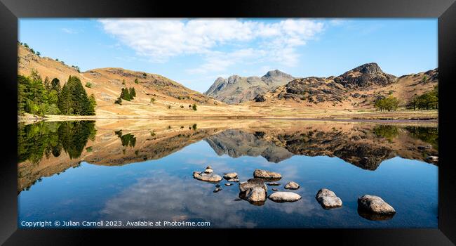 Blea Tarn reflection Langdale Lake District National Park Framed Print by Julian Carnell