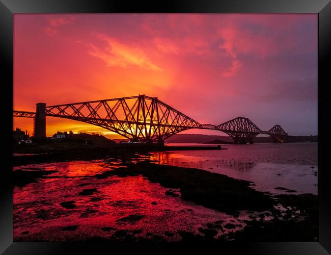 Forth Bridge Sunrise Framed Print by Set Up, Shoots and Leaves