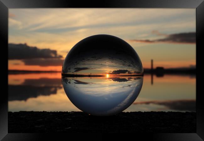 Glass Ball Sunset Framed Print by Set Up, Shoots and Leaves