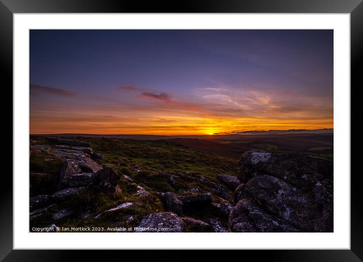 Sunset over Corndon Tor Framed Mounted Print by Ian Mortlock