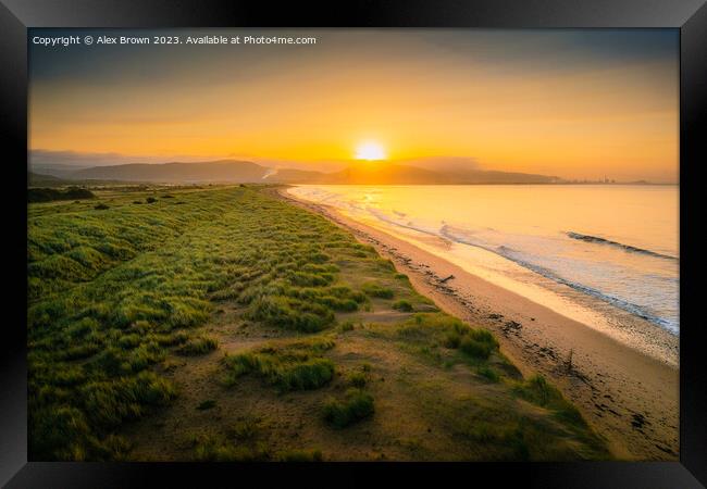 Sunrise over the Swansea Sands Framed Print by Alex Brown
