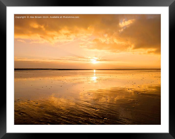 Yellow sunset Reflections  Framed Mounted Print by Alex Brown