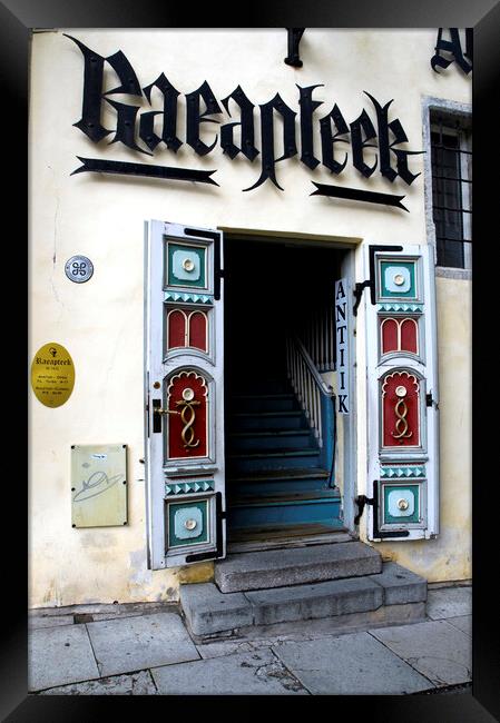 Entrance of the Raeapteek (town council chemist's) in Tallinn, E Framed Print by Fabrizio Troiani