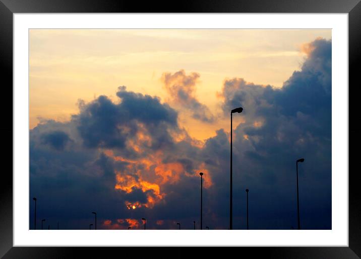 Street lamps in the sunset Framed Mounted Print by Fabrizio Troiani