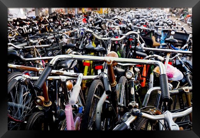 Bikes in Amsterdam, Holland, Netherlands Framed Print by Fabrizio Troiani