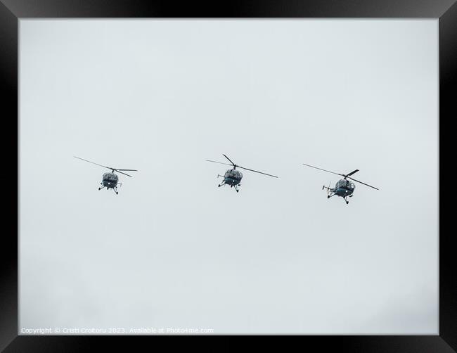 Three helicopters flying. Framed Print by Cristi Croitoru