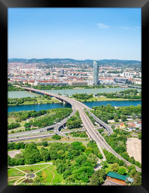 Brigittenauer Bridge over Danube river in Vienna, Austria. Framed Print by Cristi Croitoru