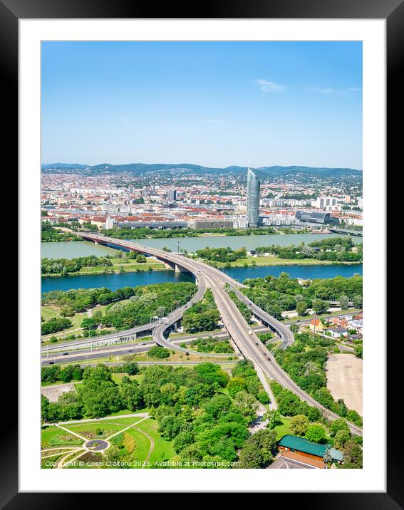 Brigittenauer Bridge over Danube river in Vienna, Austria. Framed Mounted Print by Cristi Croitoru