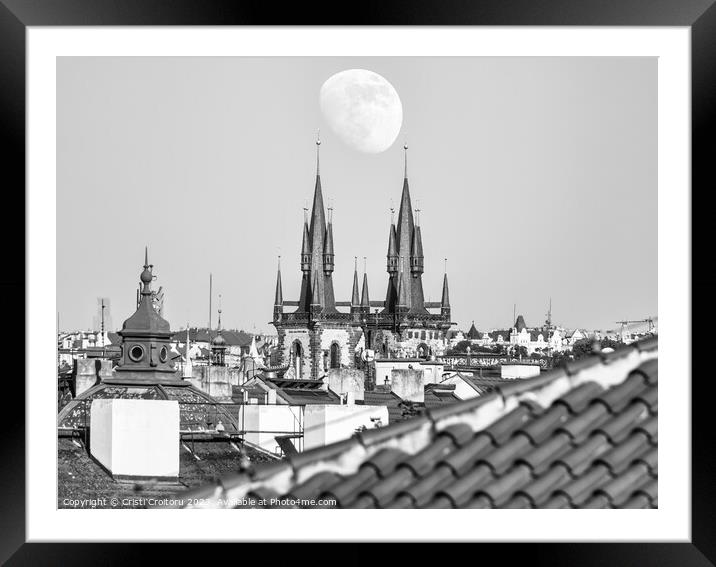 Gothic towers and the moon. Framed Mounted Print by Cristi Croitoru
