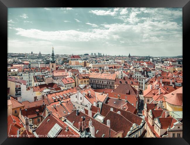 Aerial view with the city of Prague. Framed Print by Cristi Croitoru