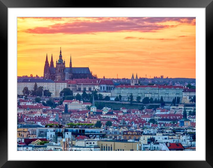 Prague Castle at sunset.  Framed Mounted Print by Cristi Croitoru