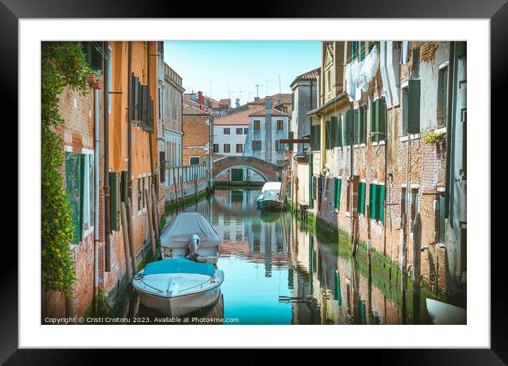 Narrow water canals in Venice. Framed Mounted Print by Cristi Croitoru