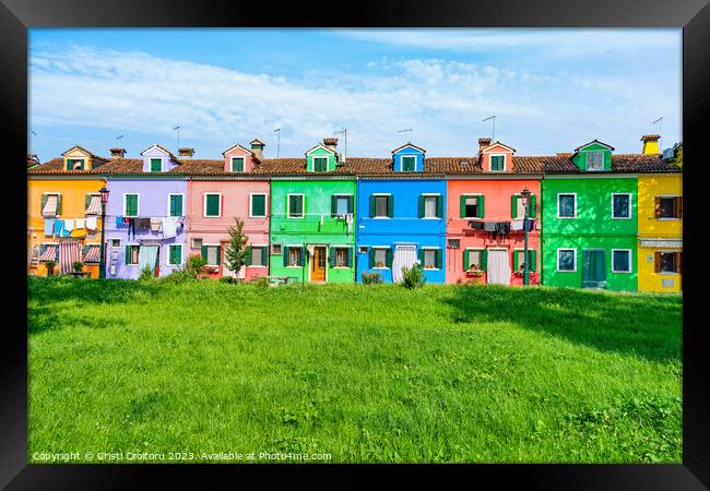 Colorful houses in Burano island, Venice Framed Print by Cristi Croitoru