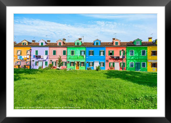 Colorful houses in Burano island, Venice Framed Mounted Print by Cristi Croitoru
