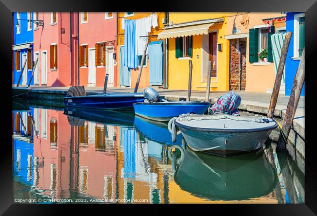 Water canal in Burano, Venice Framed Print by Cristi Croitoru