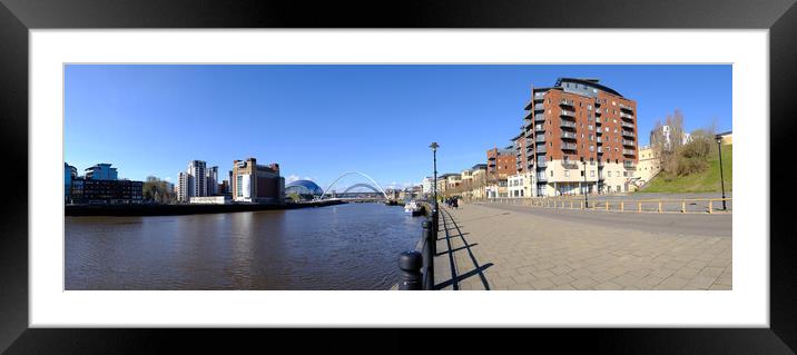 Newcastle Quayside Panoramic Framed Mounted Print by Steve Smith