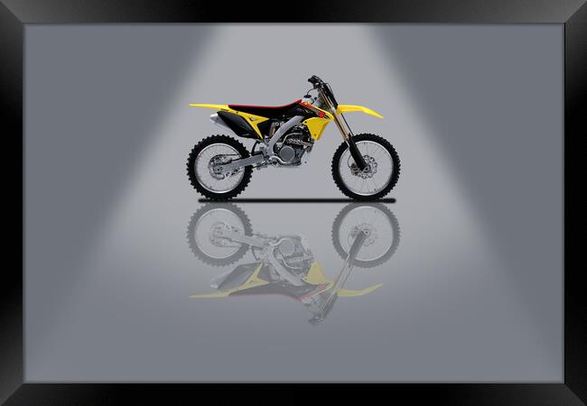 Suzuki RM-Z 450 Grey Spotlight Framed Print by Steve Smith