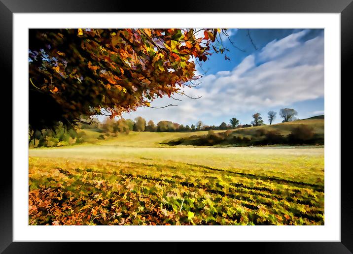Easby Autumn Digital Painting Framed Mounted Print by Steve Smith