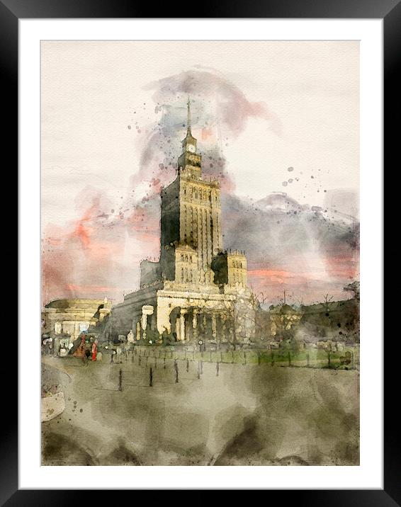 Palace of Culture and Science Framed Mounted Print by Steve Smith