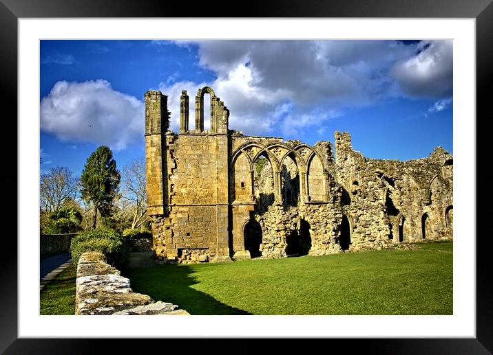 Serene ruins of Easby Abbey Framed Mounted Print by Steve Smith