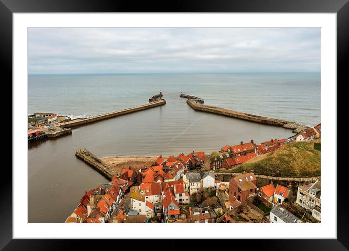Whitby Piers Framed Mounted Print by Steve Smith