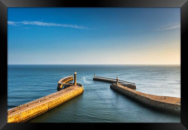 Whitby Piers Framed Print by Steve Smith