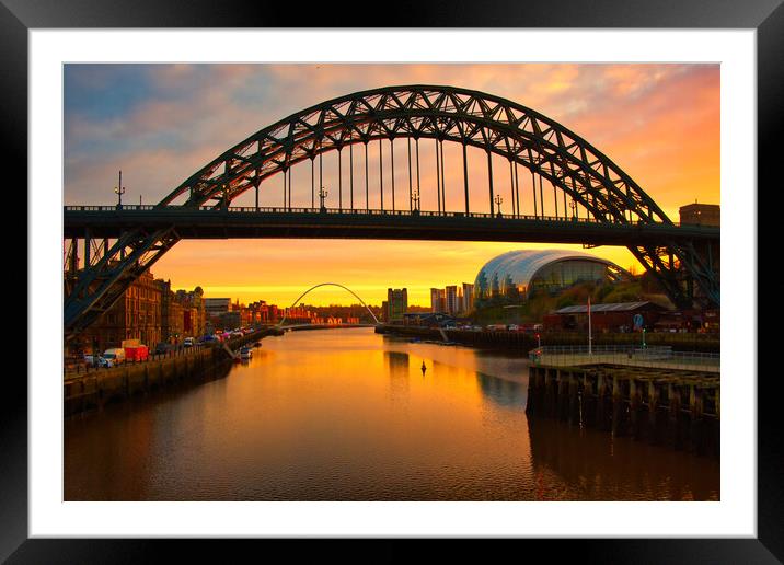 Tyne Bridge Sunrise Framed Mounted Print by Steve Smith